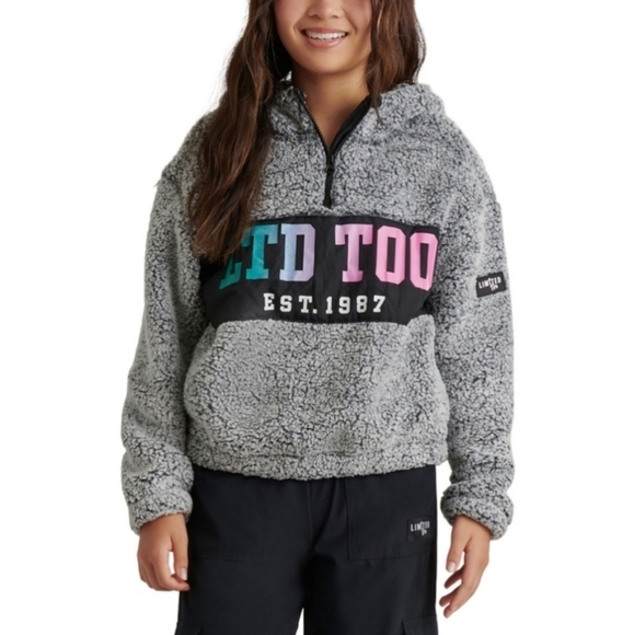 Limited Too Girls Sherpa Half Zip. Color: Grey. Size XL (16-18). New. - Picture 1 of 9